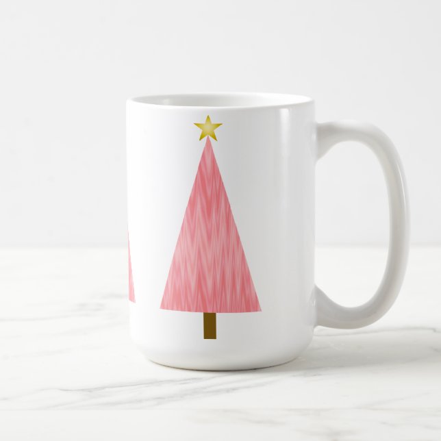 Koralrosa ombré modern julgran kaffemugg (Höger)