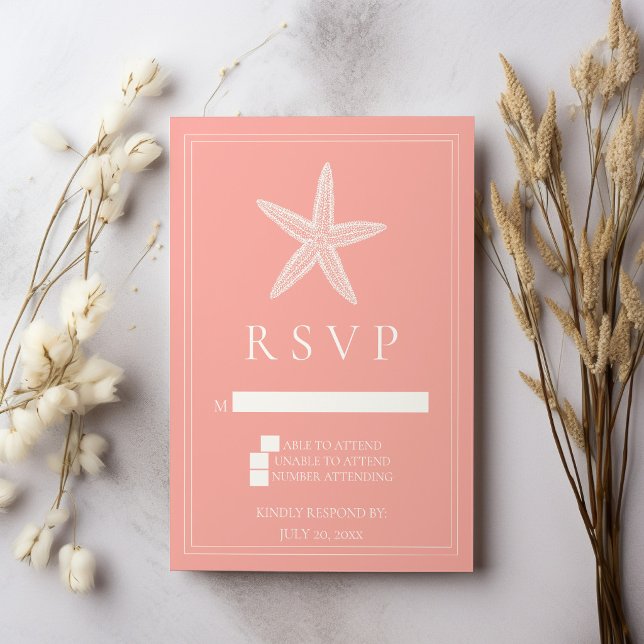 Koralsjöstjärna Bröllop RSVP-kort OSA Kort (Coral Starfish Wedding RSVP Card)