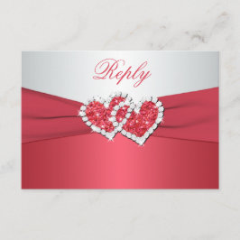 Koralt rosa och grått kombinerat hjärtan svarskort OSA kort