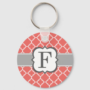 Koralvit monogram Brev Nyckelring