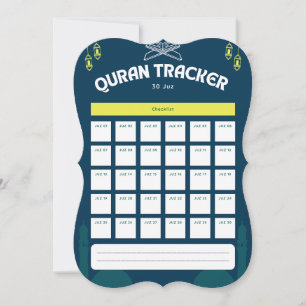 Koran Tracker Alla 30 JUZ Anteckningskort
