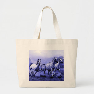 Körande hästar och blå månljus jumbo tygkasse