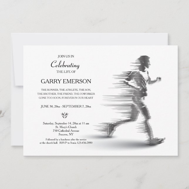 Körande man Firande av Life Memorial Card Meddelande (Framsida)