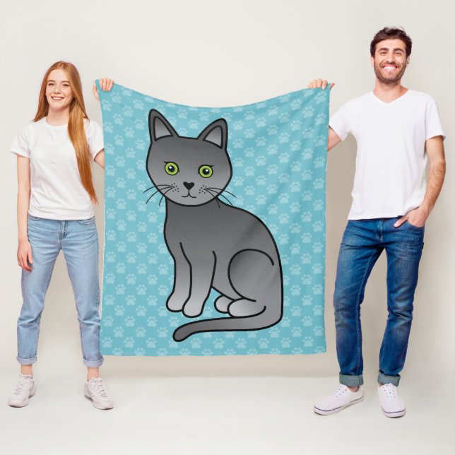 Korat Katt Med Runda Gröna Ögon Fleecefilt (På plats)