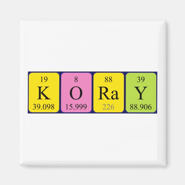 Koray periodisk bord namn magnet (Framsidan)