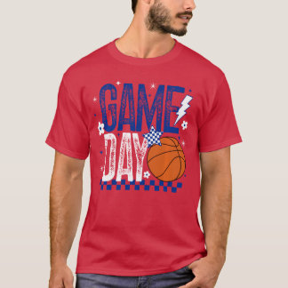 Körbasket mamma speldagipoff säsong Retro Blå Vit T Shirt