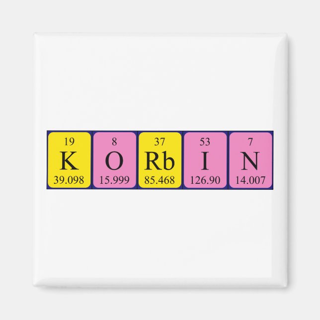Korbin periodisk bord namn magnet (Framsidan)