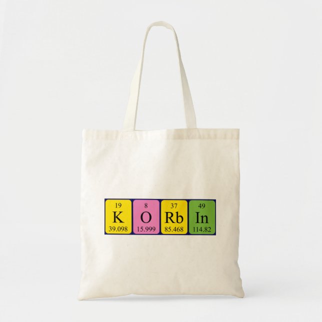 Korbin periodiskt bord namn tote bag tygkasse (Framsidan)
