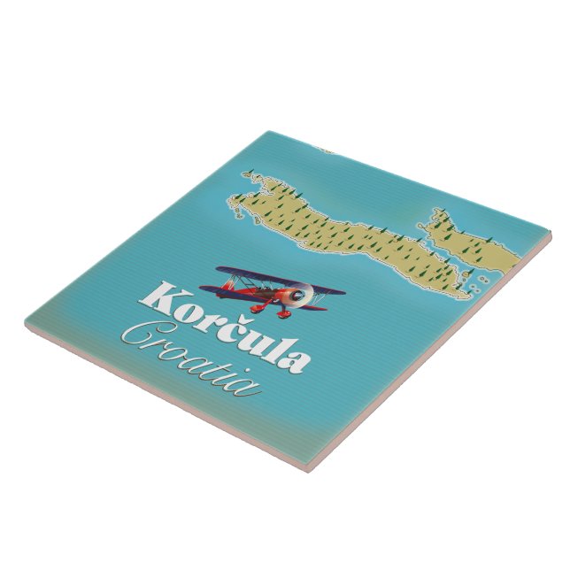 Korčula Kroatien karta Affisch Kakelplatta (Sidan)