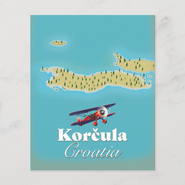 Korčula Kroatien karta Flygblad (Framsidan)