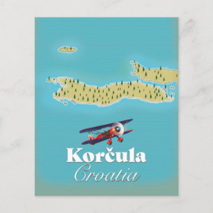 Korčula Kroatien karta Flygblad