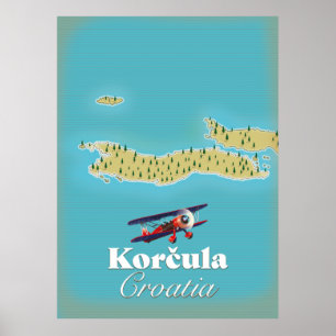Korčula Kroatien karta Poster