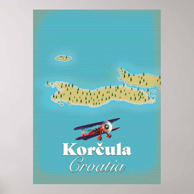 Korčula Kroatien karta Poster (Framsidan)