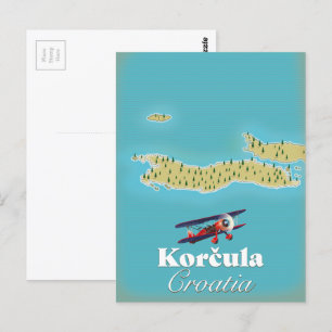 Korčula Kroatien karta Vykort