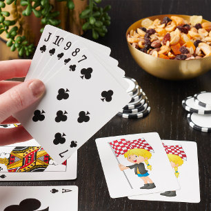 Kördagflicka med röd rutflagga casinokort
