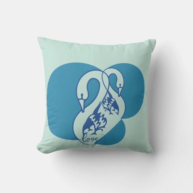 Kordkudde kärlek & Svanar Kudde (Framsida)