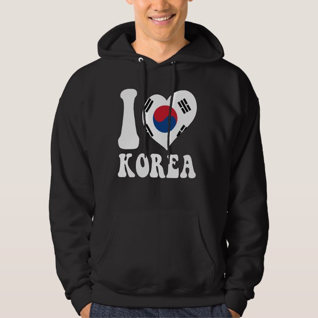 Korea Flagga Heart Graphic Tee I Kärlek Korea stol Hoodie (Framsida)