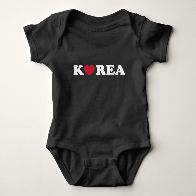 Korea Kärlek Heart Baby Bodykostym T Shirt (Framsida)