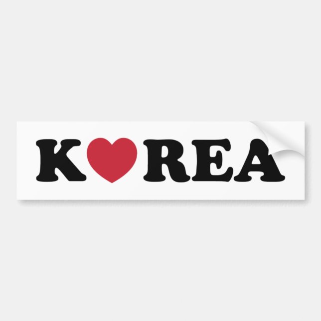 Korea Kärlek Heart Bumper Sticker Bildekal (Framsidan)