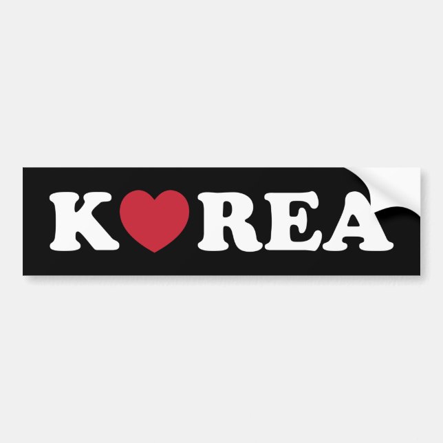 Korea Kärlek Heart Bumper Sticker Bildekal (Framsidan)