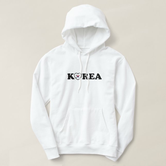 Korea Kärlek Heart Flagga Hoodie (Design framsida)