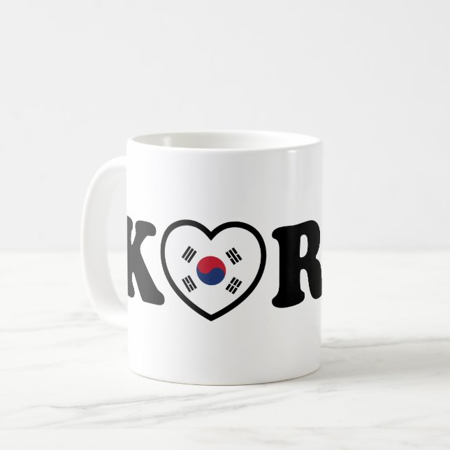 Korea Kärlek Heart Flagga Kaffemugg (Framsida vänster)