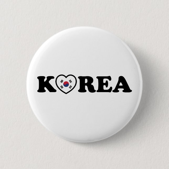 Korea Kärlek Heart Flagga Knapp (Framsida)