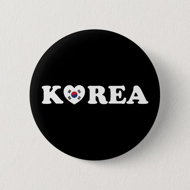 Korea Kärlek Heart Flagga Knapp (Framsida)