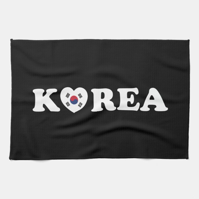 Korea Kärlek Heart Flagga Kökshandduk (Horisontell)