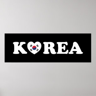 Korea Kärlek Heart Flagga Poster