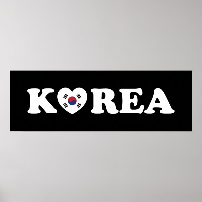 Korea Kärlek Heart Flagga Poster (Framsidan)
