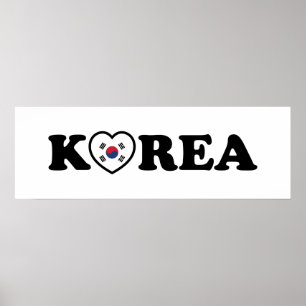 Korea Kärlek Heart Flagga Poster