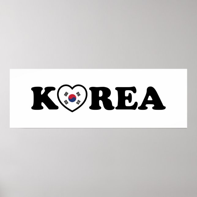 Korea Kärlek Heart Flagga Poster (Framsidan)
