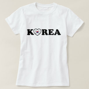 Korea Kärlek Heart Flagga T Shirt