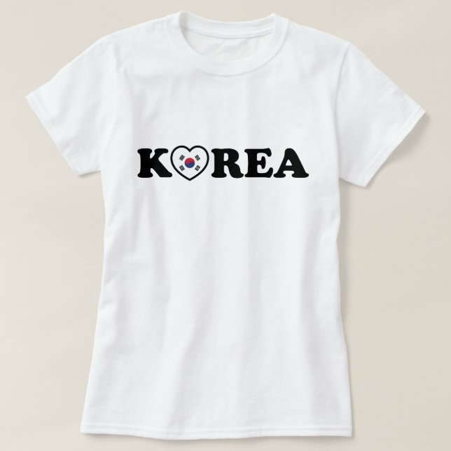 Korea Kärlek Heart Flagga T Shirt (Design framsida)