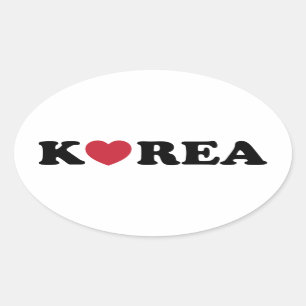 Korea Kärlek Heart Ovalt Klistermärke