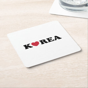 Korea Kärlek Heart Underlägg Papper Kvadrat