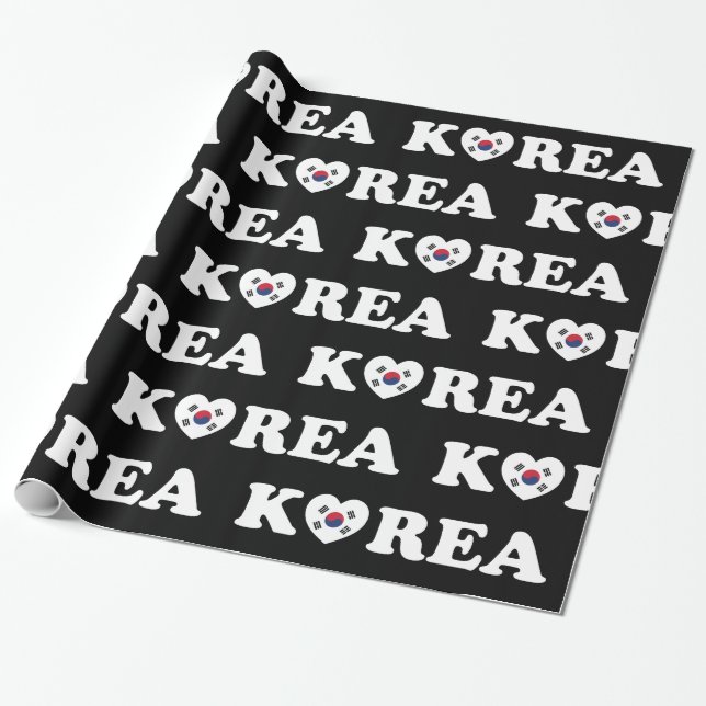 Korea Kärlek Hjärtflagga Inpackningspapper Presentpapper (Utrullad)