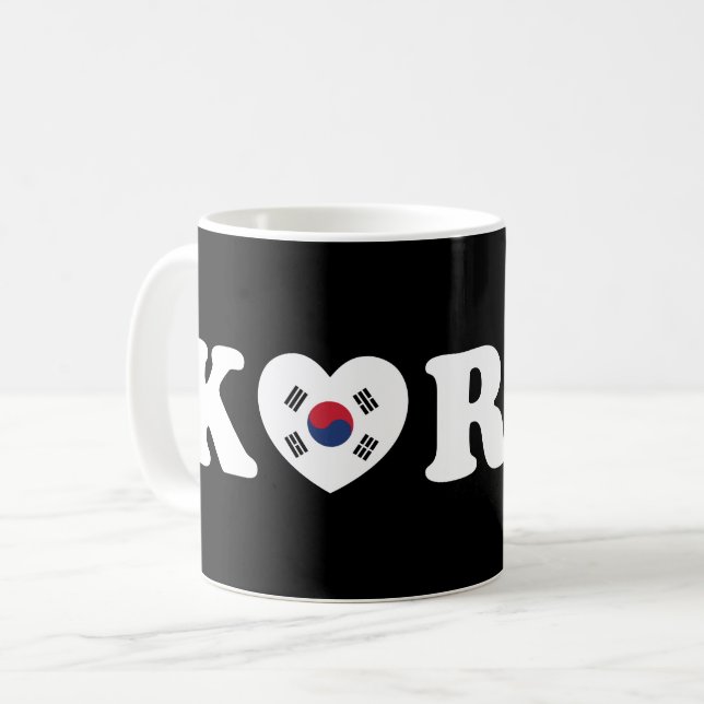 Korea Kärlek Hjärtflagga Kaffemugg (Framsida vänster)