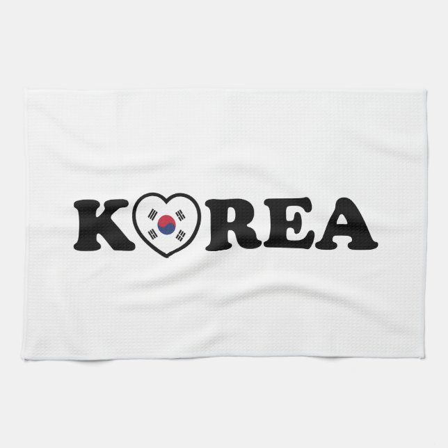 Korea Kärlek Hjärtflagga Kökshandduk (Horisontell)