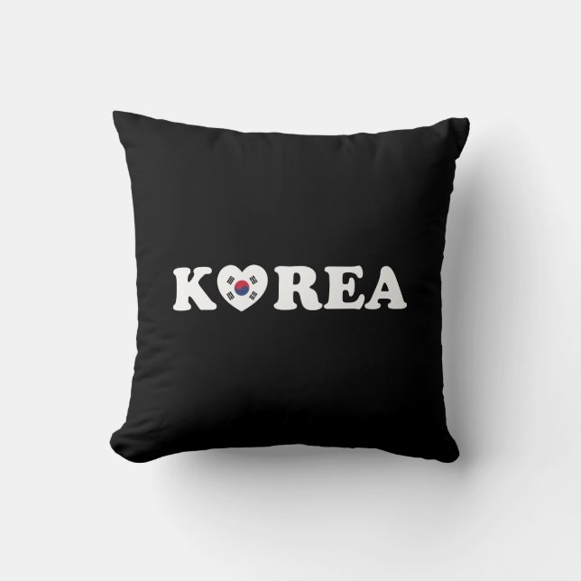 Korea Kärlek Hjärtflagga Kudde (Framsida)