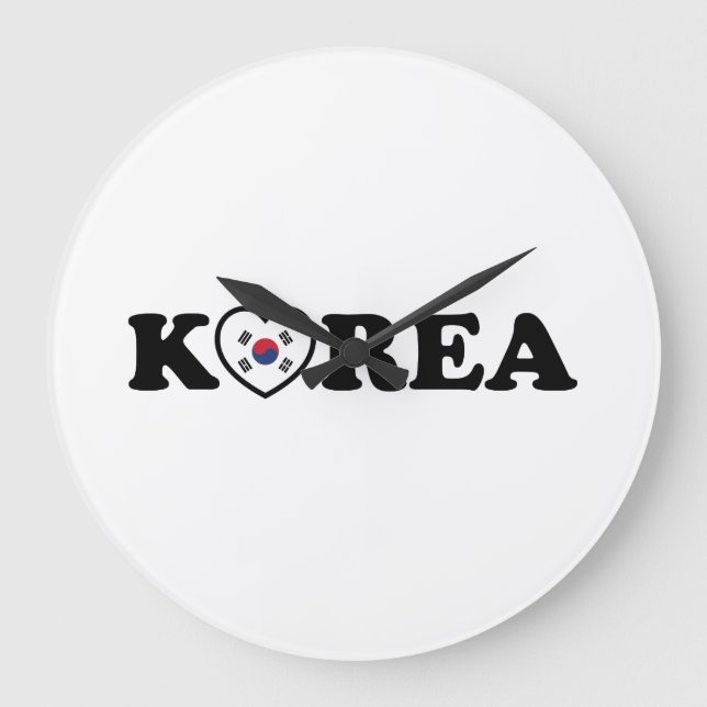 Korea Kärlek Hjärtflagga Stor Klocka (Framsida)