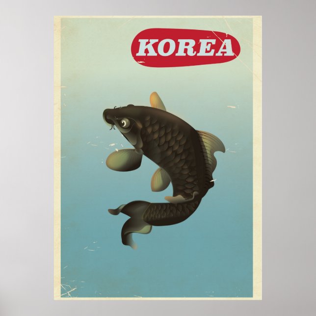 Korea Koi vintage reseskylt Poster (Framsidan)