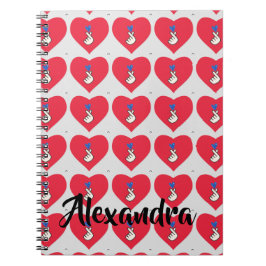  Korea Kpop Mönster Red Blue Hand Heart School Anteckningsbok