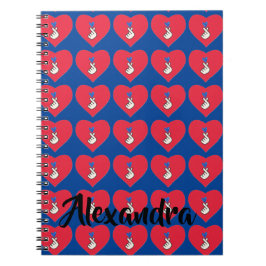 Korea Kpop Red Blue Hand Heart School Anteckningsbok