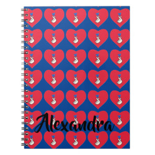 Korea Kpop Red Blue Hand Heart School Anteckningsbok