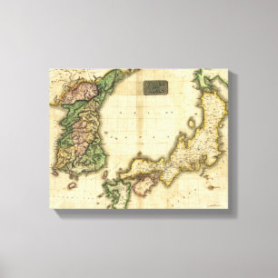 Korea och JapanPanoramic MapKorea och Japan Canvastryck