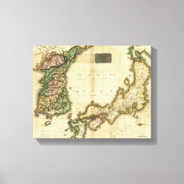 Korea och JapanPanoramic MapKorea och Japan Canvastryck (Framsida)