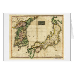 Korea och JapanPanoramic MapKorea och Japan Hälsningskort
