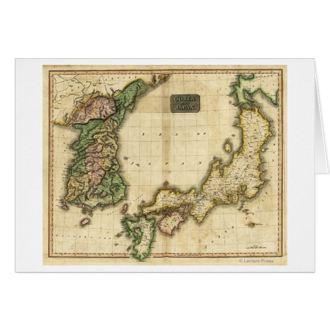 Korea och JapanPanoramic MapKorea och Japan Hälsningskort (Framsidan Horizontal)